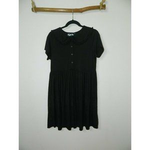 KillStar Dress Black Goth 1/4 Button Down Ruffle Lace Collar Babydoll Size XL